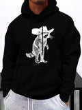 Men's Hoodie Western Style Cow Print With Detailed Cowboy Hat Raccoon Illustration