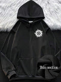 Men's Hoodie Radiant Sunburst Pattern On Soft Shadowy Black Hoodie
