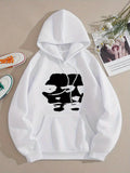 Women's Hoodie Abstract Artistic Face Blocks With Splattered Brush Strokes Pattern Face