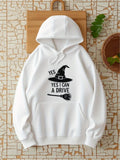 Women's Hoodie Yes I Can Fly With Witch Hat And Broom Silhouette