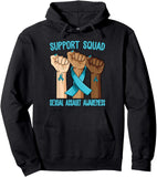 Men's Hoodie Support Squad Teal Ribbon With Raised Fists For Awareness Hoodie