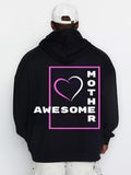 Men's Hoodie Awesomer Mother With Pink Framed Heart Graphic Hoodie