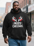 Men's Hoodie Merry Christmas With Antlers Red Baubles Festive Holiday Cheer Hoodie