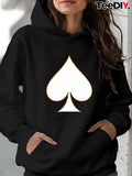 Women's Hoodie Classic Playing Card Symbol On Sleek Nighttime Minimalist Spade Hoodie