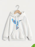 Women's Hoodie Colorful Wings With Blooming Patterns Surrounding A Flying Hummingbird