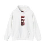 Men's Hoodie Bold Red Vertical Letters On White Cotton Hoodie Blessed