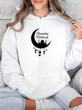 Women's Hoodie Ramadan Mubarak Crescent Moon With Hanging Lanterns And Silhouette Mosque