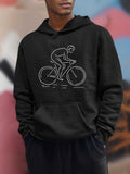 Men's Hoodie Minimal Line Art Of Cyclist Riding Fast With Windstream Bicycle