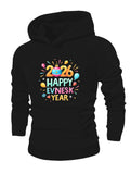 Men's Hoodie Happy Colorful Balloons And Streamers With Confetti Celebrating The New Year