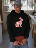 Men's Hoodie Vibrant Floral Patterns Blooming Under Sunlight Rabbit