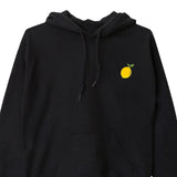 Men's Hoodie Minimal Yellow Fruit Embroidery On Black Hoodie Lemon