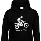 Men's Hoodie Customizable Motocross Rider With Text Under The Dirt Bike