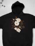 Men's Hoodie Delicate Cream Blossoms Flourishing Among Brown Leaves Flower