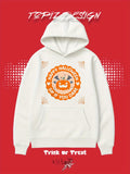 Women's Hoodie Happy Halloween Pumpkin Surrounded By Stars And Candy With Smiling Face