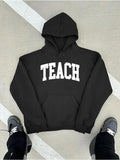 Men's Hoodie Bold White Letters With Clean Type Across The Chest Hoodie
