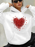 Women's Hoodie Radiant Clustered Red Hearts Forming A Loving Central Heart