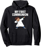 Men's Hoodie My First Communion Child Dabbing In White Robe With Blue Shoes Hoodie
