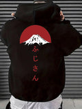 Men's Hoodie Snow Capped Mountain With Red Setting Sun Against Evening Sky Mountain
