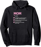 Men's Hoodie Pink Heart Accents With Definition Text About Loving Mom