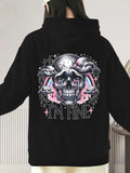 Women's Hoodie Im Fine Surreal Clouds And Rainbow With Dripping Skull