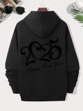 Men's Hoodie Happy New Year Artistic Swirling Numbers With Decorative Script 2025