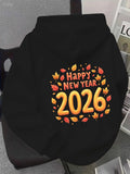 Men's Hoodie Happy New Year Surrounded By Colorful Falling Autumn Leaves 2026