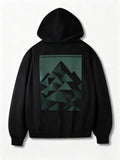 Men's Hoodie Abstract Mountain Shadows With Geometric Triangular Shapes Framed On Back Hoodie