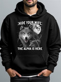 Men's Hoodie Hide Your Wife Full Moon Wolf Pack Under Night Sky Wolf
