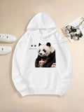 Women's Hoodie Cute Bamboo Eater Among Fresh Green Leaves Panda