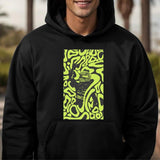 Men's Hoodie Abstract Yellow Urban Doodle Lines With Modern Street Pattern Hoodie