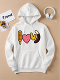 Women's Hoodie Playful Candy Heart With Chocolate Banana Popsicle Design