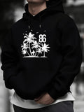 Men's Hoodie Tropical Island With Swaying Palm Trees Under Flying Seagulls 86