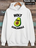 Women's Hoodie Holy Guacamole Cheerful Cartoon Avocado With Mustache And Smiling Face