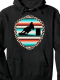 Men's Hoodie Wild West Style With Sunset Stripes And Racing Horse Silhouette