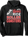 Men's Hoodie Real Girls Ride Roller Coasters With Amusing Retro Style Roller Coaster