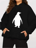 Women's Hoodie Minimalist Arctic Animal Silhouette On Cozy Winter Penguin