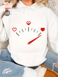 Women's Hoodie Romantic Red Hearts Speedometer Icon Graphic Hearts