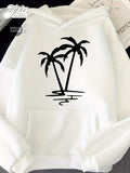 Women's Hoodie Tropical Island With Two Palm Trees Reflected In Calm Water