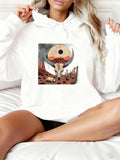 Women's Hoodie Desert Dreamscape With Crescent Moon Cactus And Rising Sun Among Cattle Skull