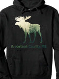 Men's Hoodie Aroostook County ME Forest Silhouette With Majestic Moose Among Pine Trees