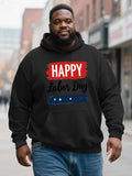 Men's Hoodie Happy Labor Day Red Blue Letters On Black Hoodie
