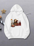Women's Hoodie Blooming Wildflowers With Candle Beside Old Open Books