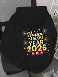 Men's Hoodie Happy New Year Festive Golden Fireworks Around Shining Celebration Text