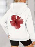 Women's Hoodie Vivid Scarlet Petals Blooming With Gentle Aura Hibiscus Flower