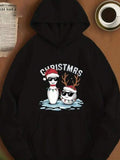 Men's Hoodie Christmas Snow Landscape With Cool Reindeer Bowling Pin Wearing Sunglasses