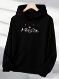 Men's Hoodie Minimalist White Snowcapped Peaks With Red Rising Sun Mountain