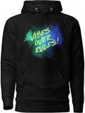 Men's Hoodie Vibes Over Rules Electric Blue Spray Paint Against Black Hoodie