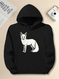 Men's Hoodie Delicate White Fur In Calm Stance Surrounded By Soft Shadows Fox