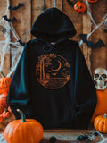 Women's Hoodie Spooky Moonlit Night With Bats Trees And Creepy Halloween Forest