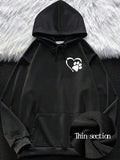 Men's Hoodie Heart Outline With Adorable Paw Print Inside Hoodie